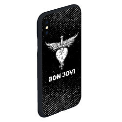 Чехол iPhone XS Max матовый Bon Jovi с потертостями на темном фоне, цвет: 3D-черный — фото 2