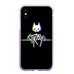 Чехол iPhone XS Max матовый Stray game glitch, цвет: 3D-сиреневый