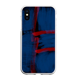 Чехол iPhone XS Max матовый Абстрактный сине-красный, цвет: 3D-белый