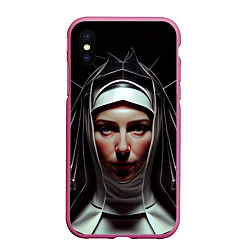 Чехол iPhone XS Max матовый Нейросеть: монахиня, цвет: 3D-малиновый