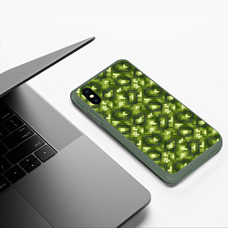 Чехол iPhone XS Max матовый Милитари Чешуя, цвет: 3D-темно-зеленый — фото 2