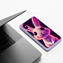 Чехол iPhone XS Max матовый Кролик 3Д арт, цвет: 3D-светло-сиреневый — фото 2