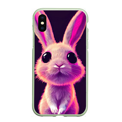 Чехол iPhone XS Max матовый Кролик 3Д арт, цвет: 3D-салатовый