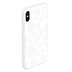 Чехол iPhone XS Max матовый Белые новогодние снежинки, цвет: 3D-белый — фото 2