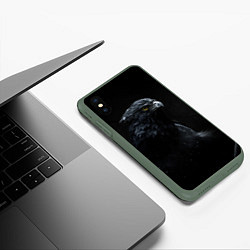 Чехол iPhone XS Max матовый Тёмный орёл, цвет: 3D-темно-зеленый — фото 2
