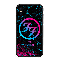 Чехол iPhone XS Max матовый Foo Fighters - neon gradient, цвет: 3D-черный
