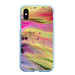 Чехол iPhone XS Max матовый Растекающиеся краски, цвет: 3D-голубой