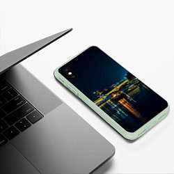 Чехол iPhone XS Max матовый Неоновый ночной город, цвет: 3D-салатовый — фото 2