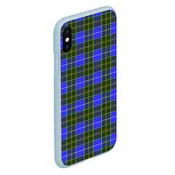 Чехол iPhone XS Max матовый Ткань Шотландка сине-зелёная, цвет: 3D-голубой — фото 2