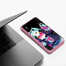 Чехол iPhone XS Max матовый Ребекка: Cyberpunk, цвет: 3D-малиновый — фото 2