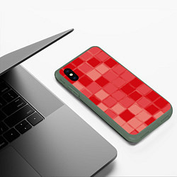 Чехол iPhone XS Max матовый Красный паттерн из кубов, цвет: 3D-темно-зеленый — фото 2