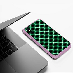 Чехол iPhone XS Max матовый Зелёная неоновая сетка, цвет: 3D-сиреневый — фото 2