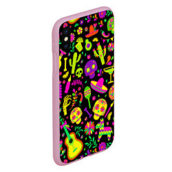 Чехол iPhone XS Max матовый Mexican motifs, цвет: 3D-розовый — фото 2