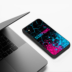 Чехол iPhone XS Max матовый Scorpions - neon gradient: символ сверху, цвет: 3D-черный — фото 2