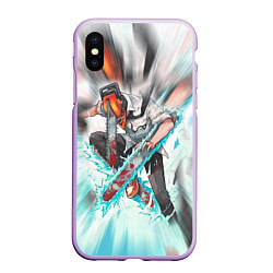 Чехол iPhone XS Max матовый Chainsaw man blood, цвет: 3D-сиреневый