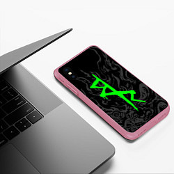 Чехол iPhone XS Max матовый Логотип Cyberpunk: Edgerunners - Дэвид, цвет: 3D-малиновый — фото 2