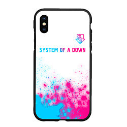 Чехол iPhone XS Max матовый System of a Down neon gradient style: символ сверх, цвет: 3D-черный