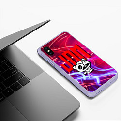 Чехол iPhone XS Max матовый JDM style - одноглазый котик, цвет: 3D-светло-сиреневый — фото 2