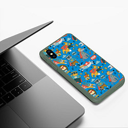 Чехол iPhone XS Max матовый Животные-супергерои, цвет: 3D-темно-зеленый — фото 2