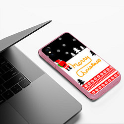 Чехол iPhone XS Max матовый Merry christmas - Санта Клаус, цвет: 3D-малиновый — фото 2