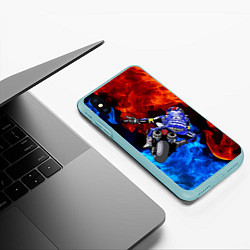 Чехол iPhone XS Max матовый Yamaha мотогонки - огонь инь-янь, цвет: 3D-мятный — фото 2