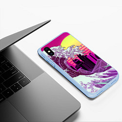 Чехол iPhone XS Max матовый Ретровейв волна, цвет: 3D-голубой — фото 2