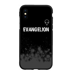 Чехол iPhone XS Max матовый Evangelion glitch на темном фоне: символ сверху, цвет: 3D-черный