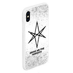 Чехол iPhone XS Max матовый Bring Me the Horizon с потертостями на светлом фон, цвет: 3D-белый — фото 2