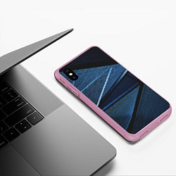 Чехол iPhone XS Max матовый Тёмные геометрические линии и фигуры, цвет: 3D-розовый — фото 2