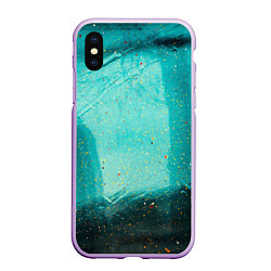 Чехол iPhone XS Max матовый Сине-зелёный туман и мазки красок, цвет: 3D-сиреневый