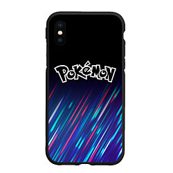 Чехол iPhone XS Max матовый Pokemon stream, цвет: 3D-черный