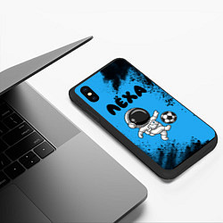 Чехол iPhone XS Max матовый Лёха космонавт футболист, цвет: 3D-черный — фото 2