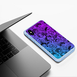 Чехол iPhone XS Max матовый Ахегао красивый неон, цвет: 3D-голубой — фото 2