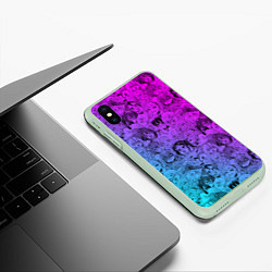 Чехол iPhone XS Max матовый Ахегао девушки градиент, цвет: 3D-салатовый — фото 2