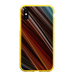 Чехол iPhone XS Max матовый Разноцветные геометрические линии, цвет: 3D-желтый