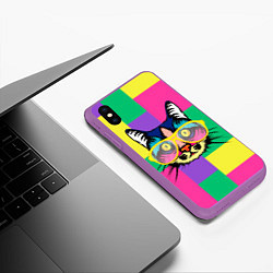 Чехол iPhone XS Max матовый Кот в стиле поп-арт, цвет: 3D-фиолетовый — фото 2