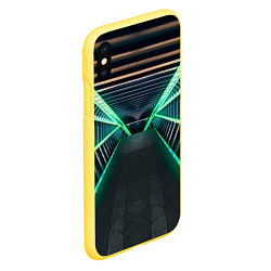 Чехол iPhone XS Max матовый Неоновые фонари на космическом коридоре, цвет: 3D-желтый — фото 2