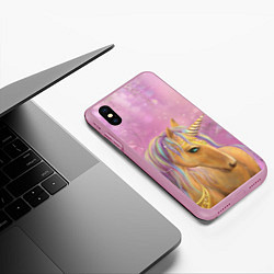 Чехол iPhone XS Max матовый Фэнтези единорог, цвет: 3D-розовый — фото 2