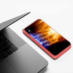 Чехол iPhone XS Max матовый Борьба двух стихий - лёд и пламя, цвет: 3D-красный — фото 2