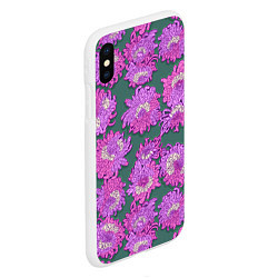 Чехол iPhone XS Max матовый Яркие хризантемы, цвет: 3D-белый — фото 2