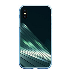 Чехол iPhone XS Max матовый Геометрические сияющие металлические листы, цвет: 3D-голубой