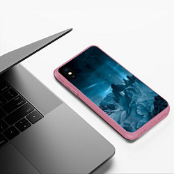 Чехол iPhone XS Max матовый Снежные горные вершины, цвет: 3D-малиновый — фото 2