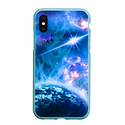 Чехол iPhone XS Max матовый Космос - планета и яркая звезда, цвет: 3D-мятный
