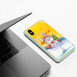 Чехол iPhone XS Max матовый Зайка с елочкой, цвет: 3D-салатовый — фото 2