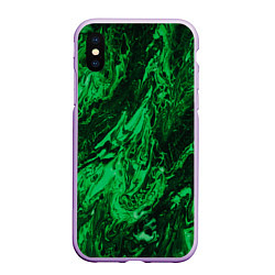 Чехол iPhone XS Max матовый Зелёные краски во тьме, цвет: 3D-сиреневый