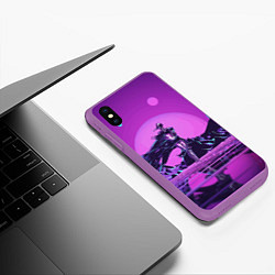 Чехол iPhone XS Max матовый Фантазийный силуэт - vaporwave, цвет: 3D-фиолетовый — фото 2