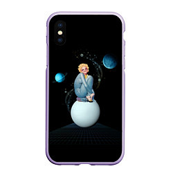 Чехол iPhone XS Max матовый Pinup женщина на Луне, цвет: 3D-светло-сиреневый