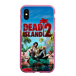 Чехол iPhone XS Max матовый Dead island two, цвет: 3D-малиновый
