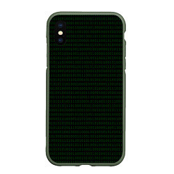Чехол iPhone XS Max матовый Однотонный двоичный код, цвет: 3D-темно-зеленый