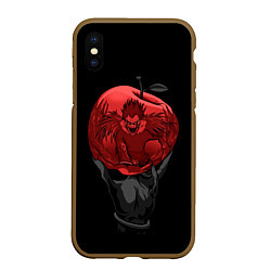Чехол iPhone XS Max матовый Рюк и красное яблоко, цвет: 3D-коричневый